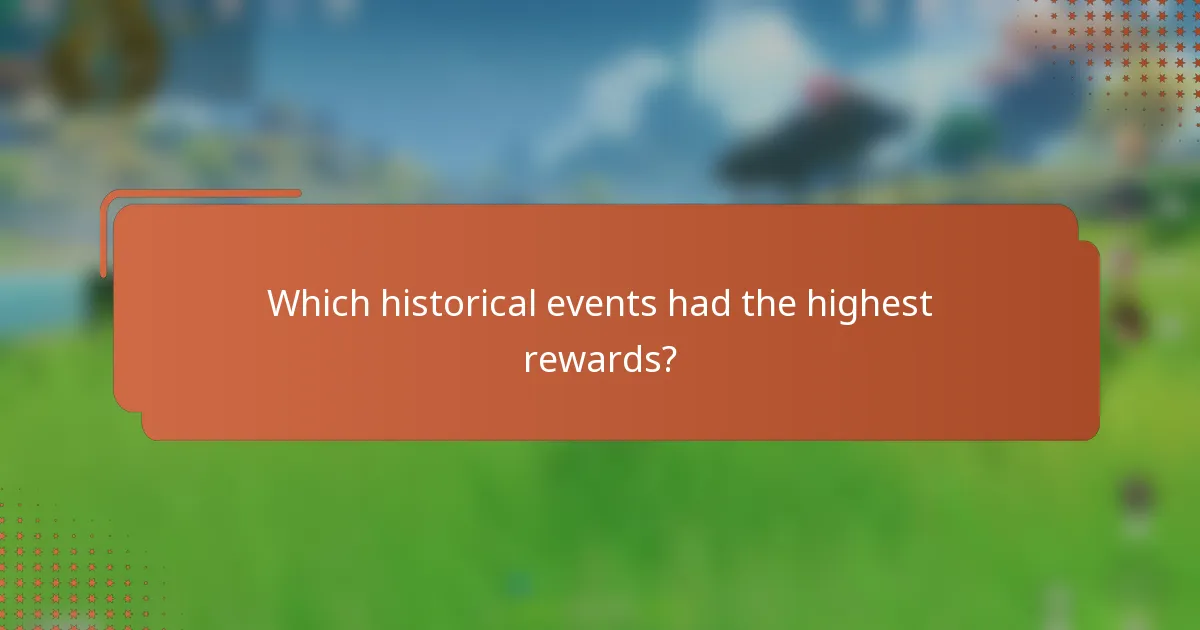 Which historical events had the highest rewards?